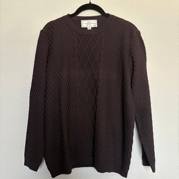St John Sport Wool Blend Cable Knit Sweater Brown Old Money Prep Fisherman Sm - Picture 1 of 6